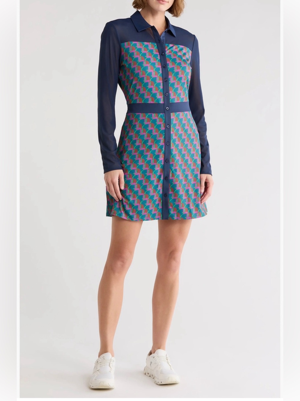 ORIGINAL PENGUIN GOLF Navy with Green & Pink Patterned Dress (Retails $200 CAD)